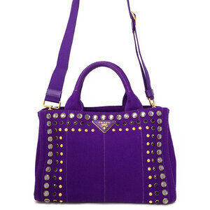 PRADA Canapa Jeweled Handbag Bag